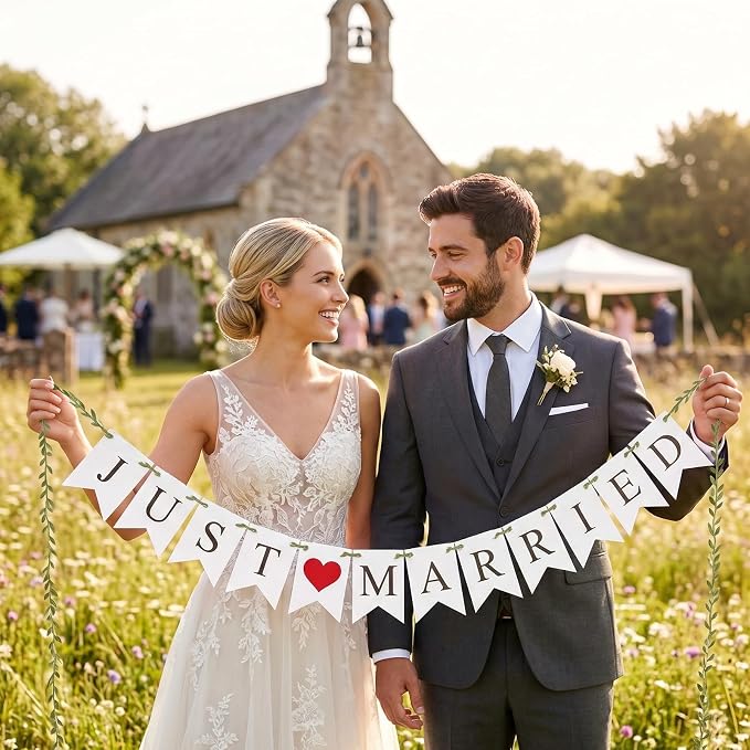 Vintage Just Married Banner - Image 2