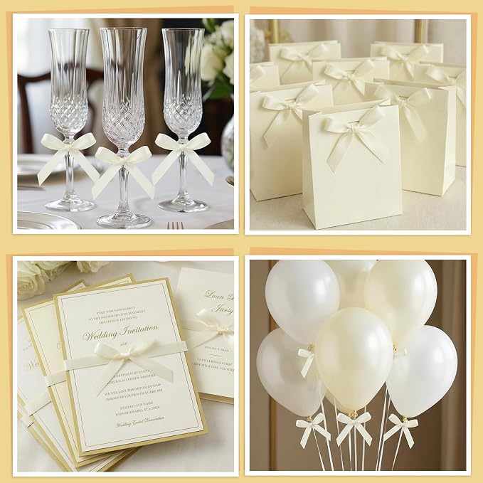 30 Pack Ivory Bow Cake Toppers, Ribbon Bows - Image 7