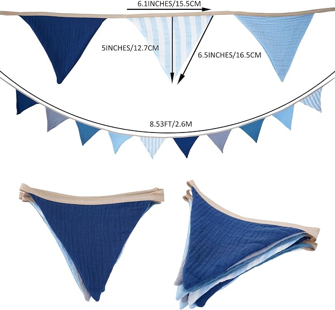 2Pcs Triangle Bunting Flag No-DIY Cotton Fabric Garland Reusable Party Banner - Image 5