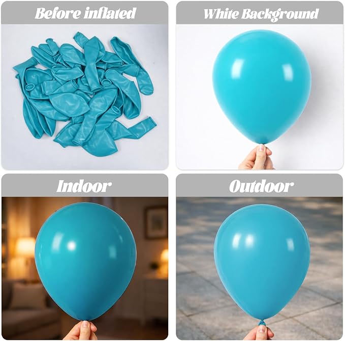Voircoloria 105pcs Peacock Blue Party Latex Balloons, 12inch | - Image 3