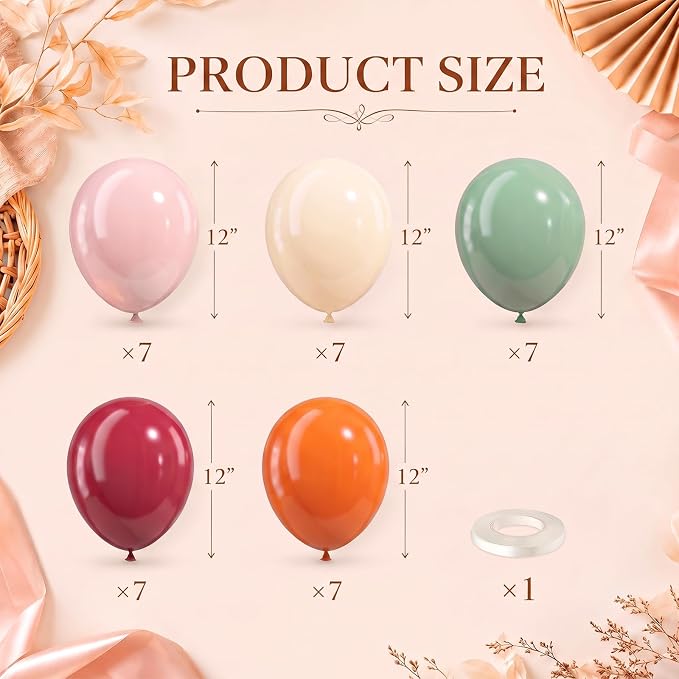 HILAVO Fall Balloons Terracotta Burnt Dark Orange Brown Tan Coffee Sage Green - Image 2
