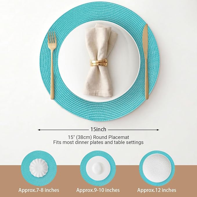 FunWheat Round Braided Placemats Set of 4 Table Mats - Image 2