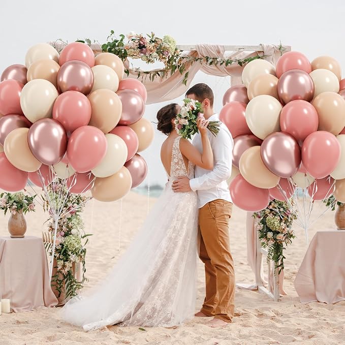 60pcs Dusty Pink Balloons, Blush Pink Dusty Rose Nude Ivory White Metallic Rose - Image 4