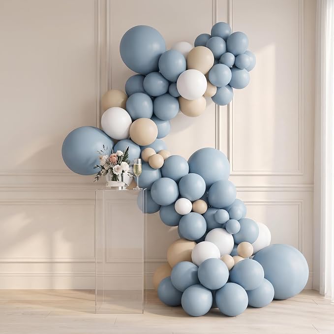 40pcs Dusty Blue Balloons 12 Inch, Helium Matte Muted Slate Blue Balloons | - Image 5