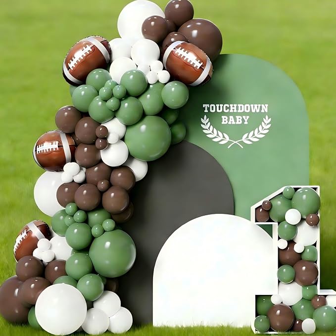 Football Party Decorations Balloon Garland Arch Kit 136Pcs Sage Green White and - Image 3
