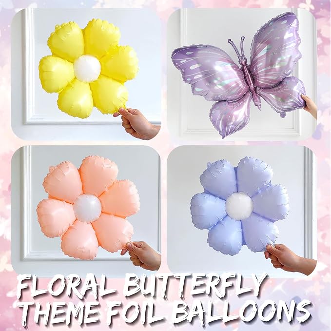 Spring Floral Butterfly Balloon Arch Kit, Butterfly Foil Balloons - Image 4