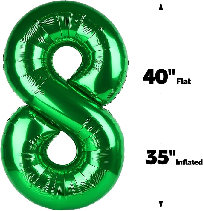 Green Number 8 Balloon 40 inch, Balloon numbers party supplies, deco photo shoot - Image 2