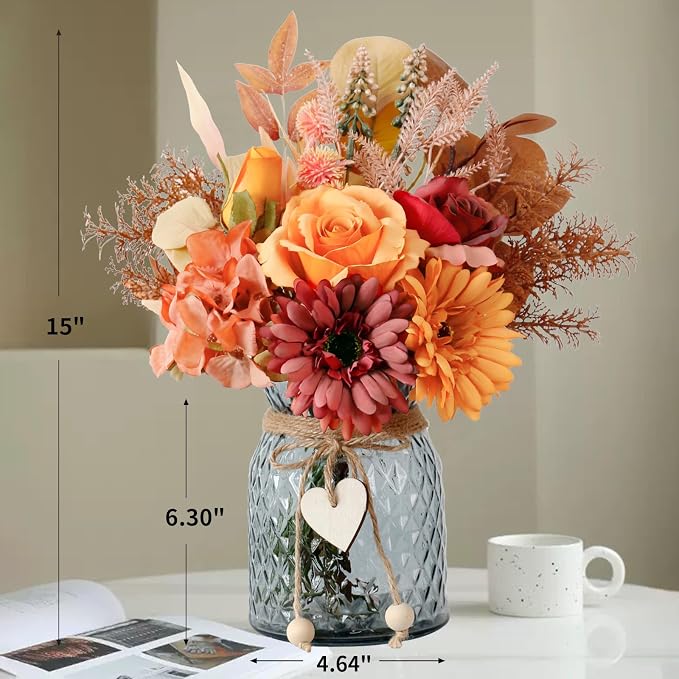 Leftover Fake Fall Flowers in Vase, Fall Silk Flower Arrangements, Fall - Image 3