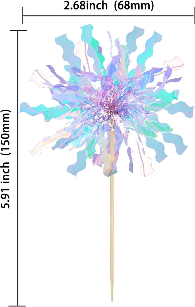 Gyufise 20Pcs Foil Firework Cupcake Toppers Happy Birthday Cake Toppers Sparkle - Image 2
