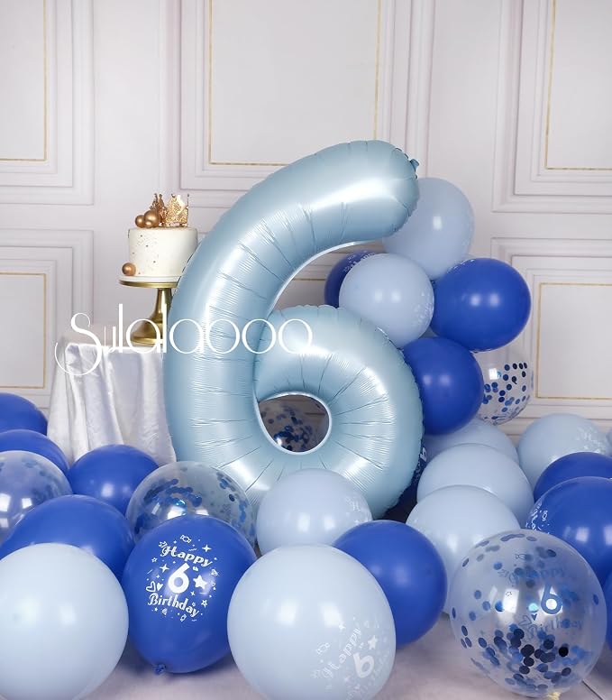 40 Inch Light Blue Number 6 Balloon 0-9 Big Helium Balloons | Large Giant - Image 5