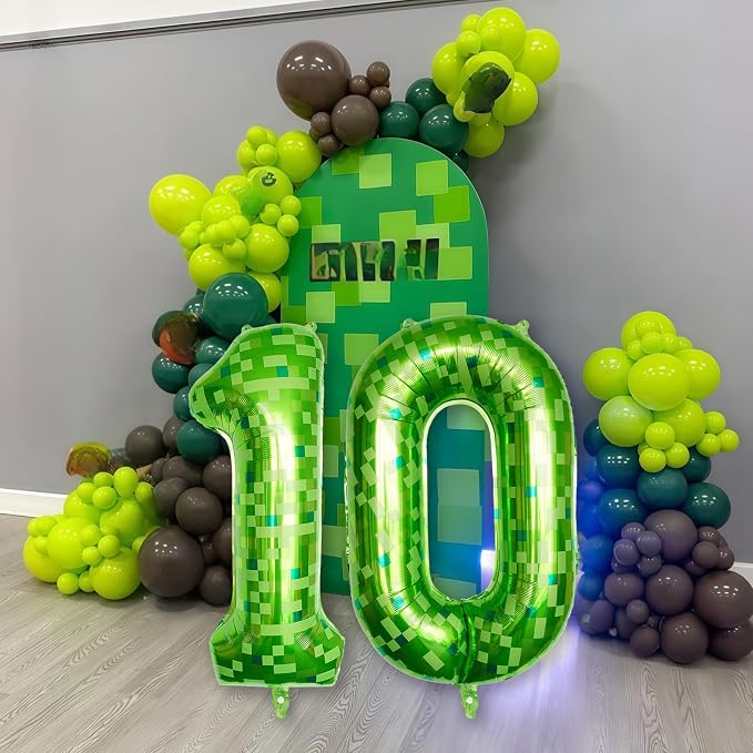 Number 10th Birthday Balloon Lime Green Pixel, 40 Inch Large Dark Kelly Green - Image 7