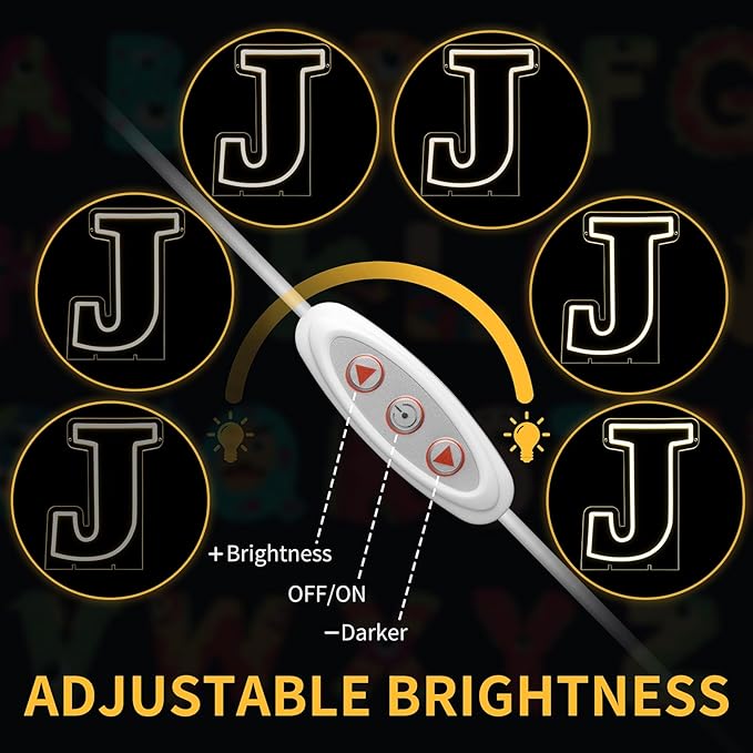 Light Up Letters J, Led Marquee Letter Lights Neon Sign, 13.9" Height Decorative Lighted Alphabet Number, Battery/USB Powered Led Letters Lights for Wedding, Birthday, Party, Christmas or Home Decor