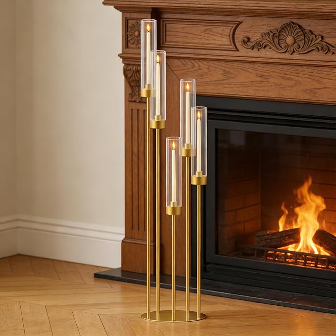 42.5in Gold Candle Holders for Table Centerpiece Candelabra Candlestick Holders - Image 3