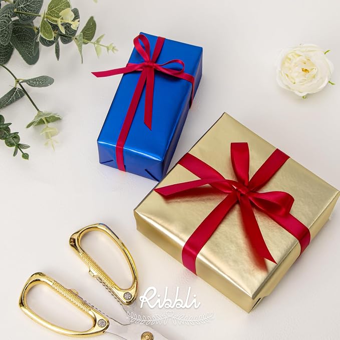 Ribbli Red Satin Ribbon Double Faced Satin 1/2 inch x Continuous 50 Yards-Red - Image 3