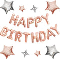 CANREVEL Happy Birthday Banner Decorations + 8Pcs Star Balloons, Rose Gold | by CANREVEL