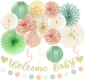 Sage-Green Blush-Beige Baby Shower Party-Decorations by Huglony