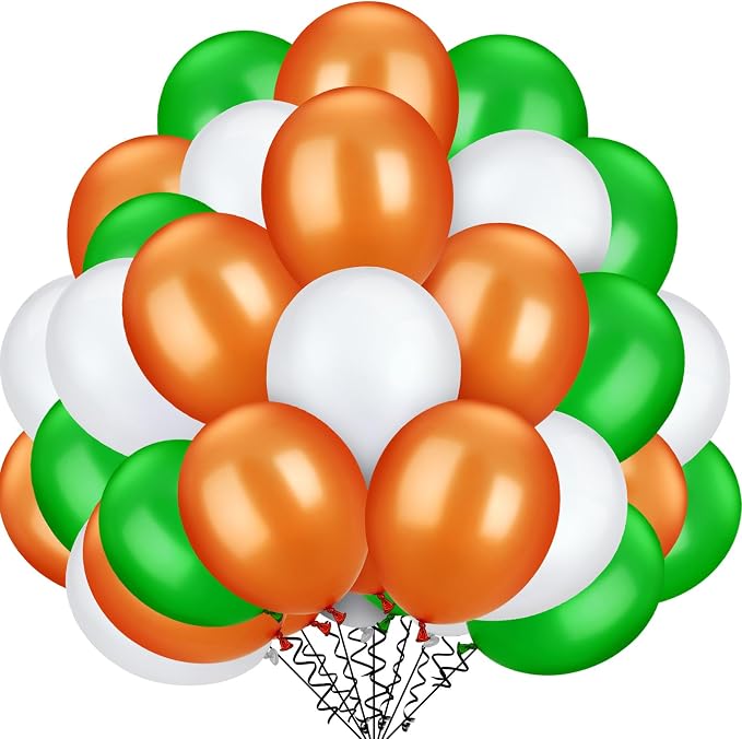 TecUnite 100 Pcs Orange White Green Latex Balloons 13 Inch Colorful Round by TecUnite