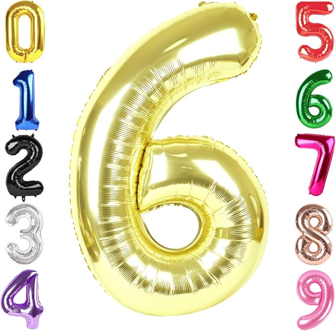 40 Inch Light Gold Number 6 Balloon, Champagne Birthday Party Decorations | 40 by Hadoife