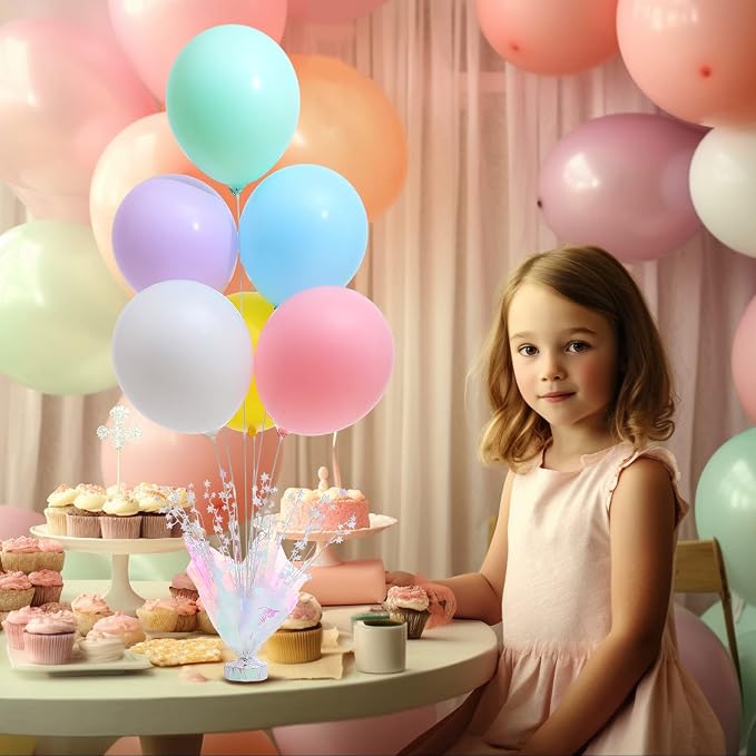 2 Set Pastel Birthday Decorations Rainbow Party Table Balloons Centerpiece - Image 5