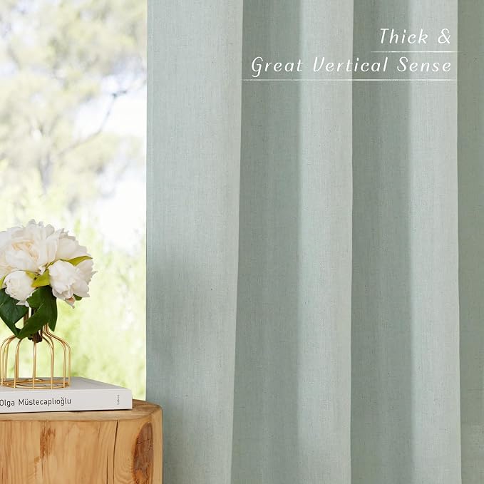 NICETOWN Flax Sage Green Linen Curtains - Image 5