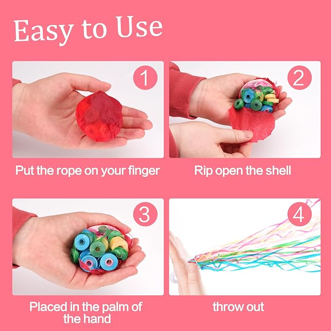 Confetti Poppers, 20Pack Plastic No Mess Streamers, Party Poppers for Birthday,Wedding,Celebrations,Graduation Party (Colorful, 20 Pack)