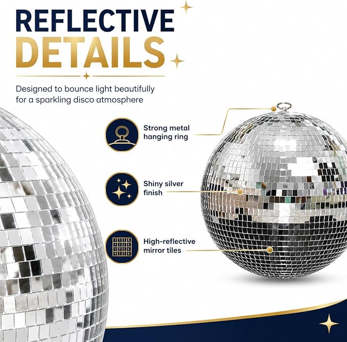 Youdepot 12-Inch Large Hanging Mirror Ball - Image 3