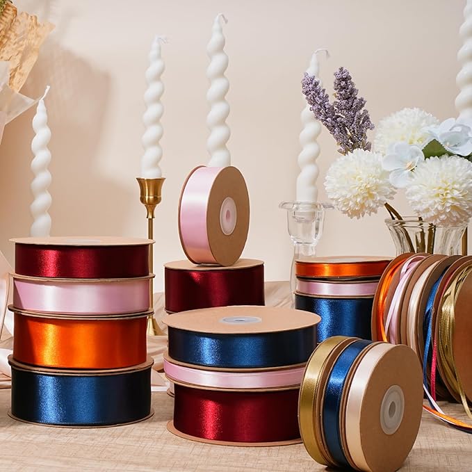LaRibbons Nude Satin Ribbon 1/8 Inch 100 Yards Thin Luxury Double Faced Ivory Silk Ribbon for Flower Bouquet Crafts Gift Wrapping Wedding Bow Christmas Decoration