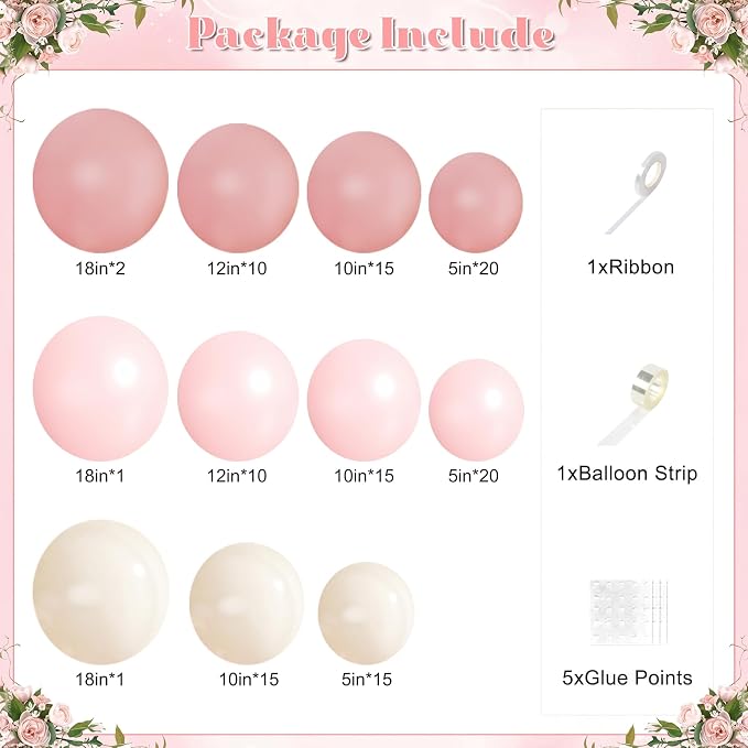 Pink Balloon Arch Kit for Baby Shower Wedding Bridal Shower Decorations | - Image 2