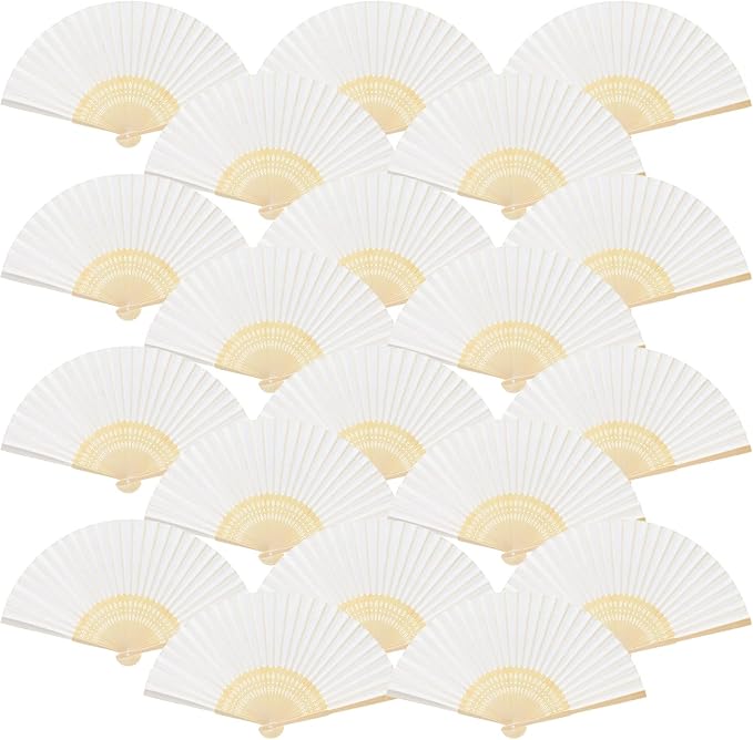FEPITO EPITO 65 Pieces White Handheld Paper Fan | Paper Folding Fans by FEPITO