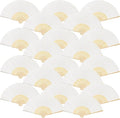 FEPITO 20 Pieces White Handheld Paper Fan | Paper Folding Fans by FEPITO
