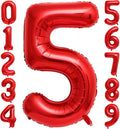 Red 5 Number Balloons, 40 Inch 5 Balloons Foil Mylar Helium Big Red 5 Balloon by BBPOOL