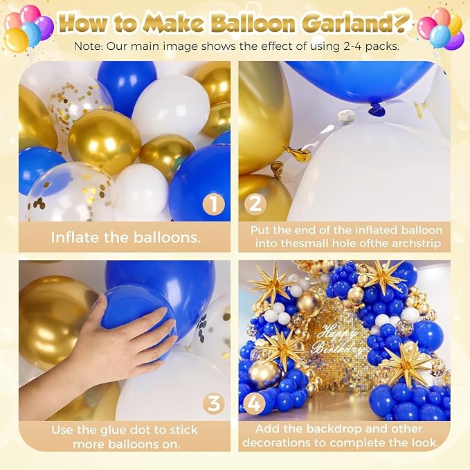 Royal Blue and Gold Graduation Balloons Garland Arch Kit 153Pcs, Graduation - Image 3