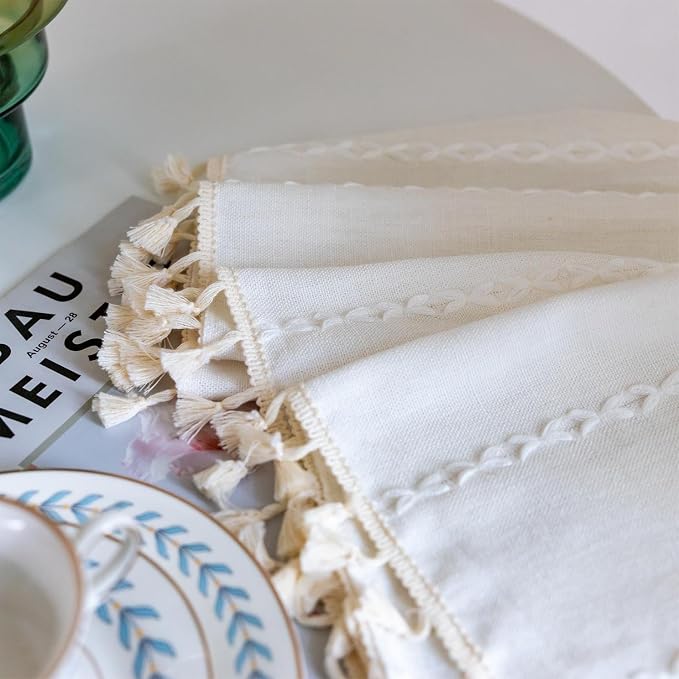 Sutuo Home White Boho Valance Curtains Tier 36 inches - Image 6