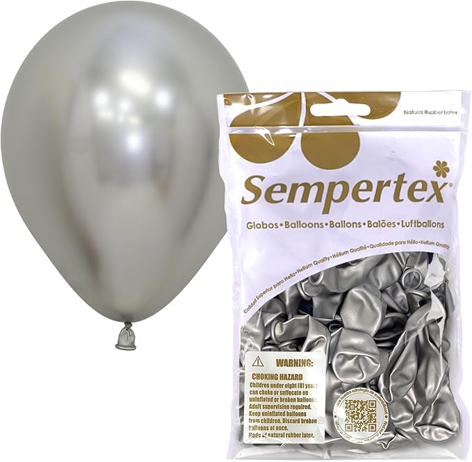 Sempertex Reflex Silver Balloons, 5 Inch, Graduation, Baby Shower, Anniversary by Sempertex
