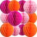 Orange and Pink Paper Honeycomb Flower Balls-12 Pcs 6" 10" Tissue Pompoms They by Unknown