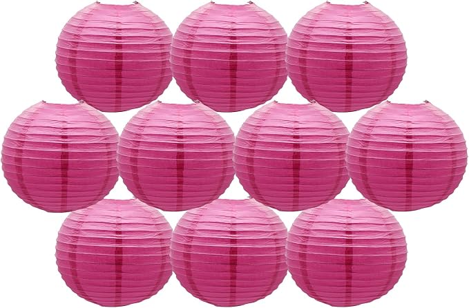 Hot Pink Paper Lanterns Round Chinese Paper Lanterns Decorative 10 inch | Paper by BARTHEW