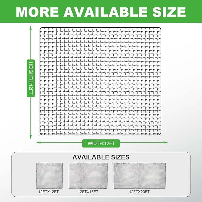 Golf Practice Net, 12X12ft /12X15ft/12X20ft Golf Hitting Hanging Kit, Sports Practice Barrier Net for Backyard and Garage, Indoor/Outdoor DIY Sports Netting for Baseball, Hockey, Soccer