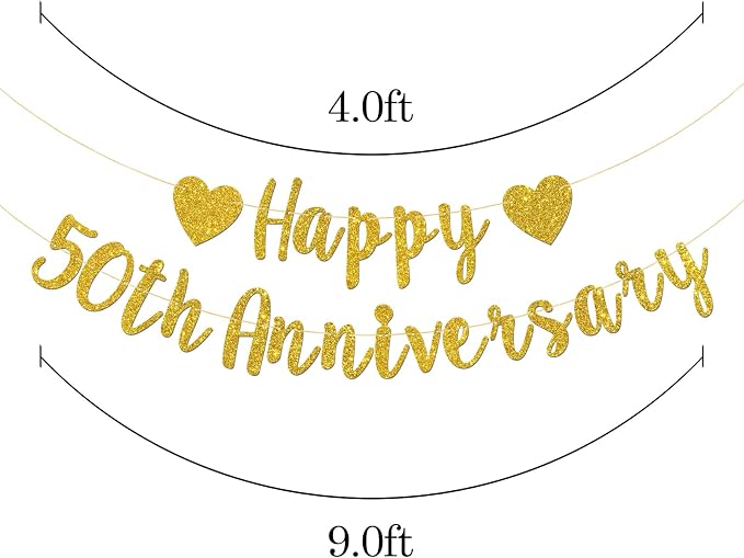 Happy 50th Anniversary Banner, 50th Wedding Anniversary, 50th Birthday - Image 2