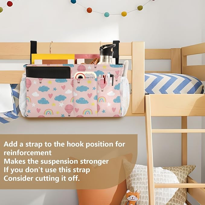 Hot Air Balloon Rainbow Pattern Bedside Caddy Storage Bag Bedside Organizer - Image 6