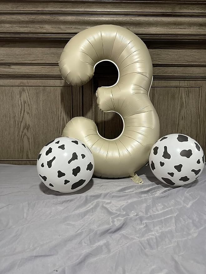 3 Balloon Numbers Birthday Decorations, 40In Cream Balloons - Image 3