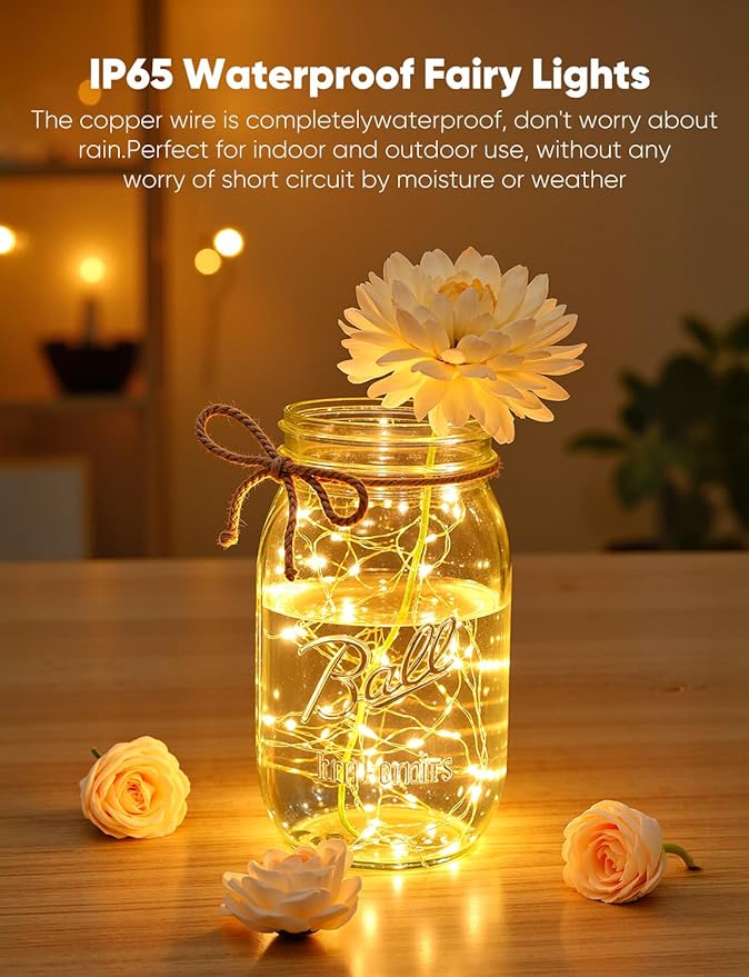 Brightown 14 Pack LED Fairy Lights Battery Operated String Lights, 7ft 20LED Waterproof Silver Wire String Lights, Firefly Starry Moon Lights for Mason Jars DIY Christmas Wedding Party Bedroom