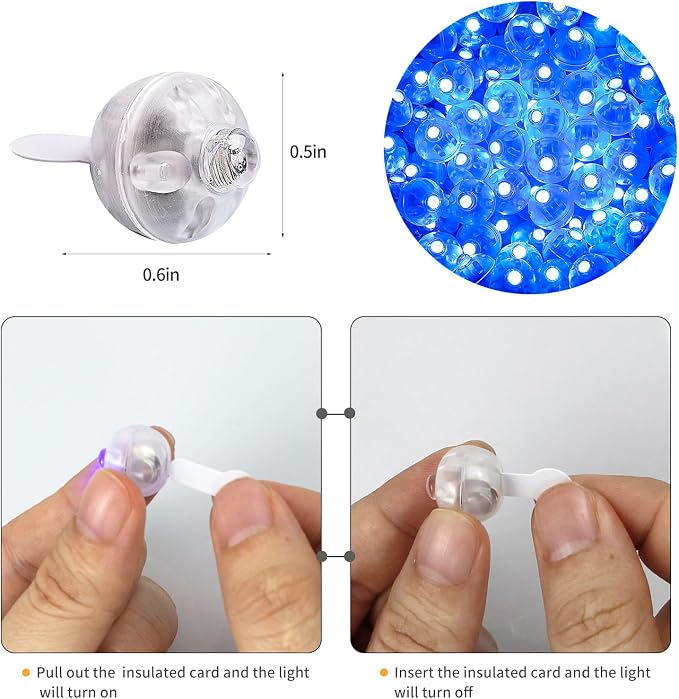 Aogist 200pcs Blue Balloon Light, Long Standby Time Waterproof Mini Ball Light - Image 3