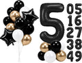 PartyWoo Number Balloons 40 Inch Black Number 5 Kit 25pcs by PartyWoo