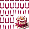 NEBURORA 50 Pcs Dark Red Bows for Cake Decoration Party Ribbon Bowknots | by NEBURORA
