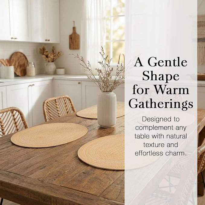 Placemats Set of 4, Woven Oval Braided Dining Table Mats | 12 x 17.5 Inch Size - Image 7