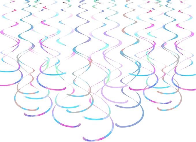 MISU Iridescent White Hanging Swirl Streamers by MISU