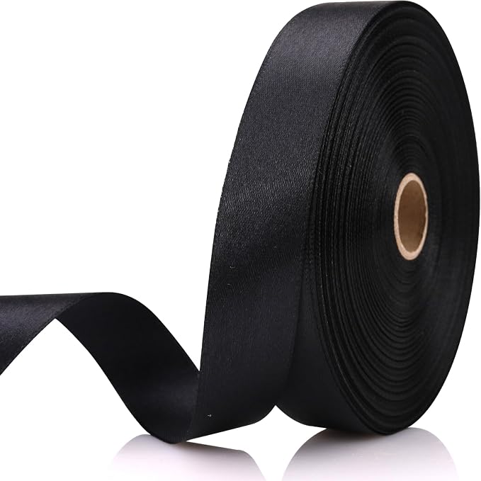 7/8 Inch 60 Yards Black Satin Craft Ribbon-Single Face Polyester Ribbon by Unknown