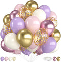 Pink and Purple Balloons, 12 Inch Metallic Pink Light Purple White and Gold by FunHot