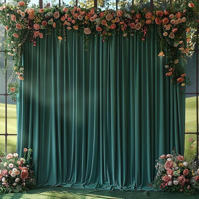 30x10ft Wrinkle Free Hunter Green Backdrop Curtain - Image 8