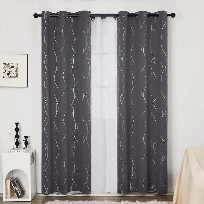 Deconovo Living Room Curtains 90 Inches Long, Thermal Insulated, Room Darkening - Image 2